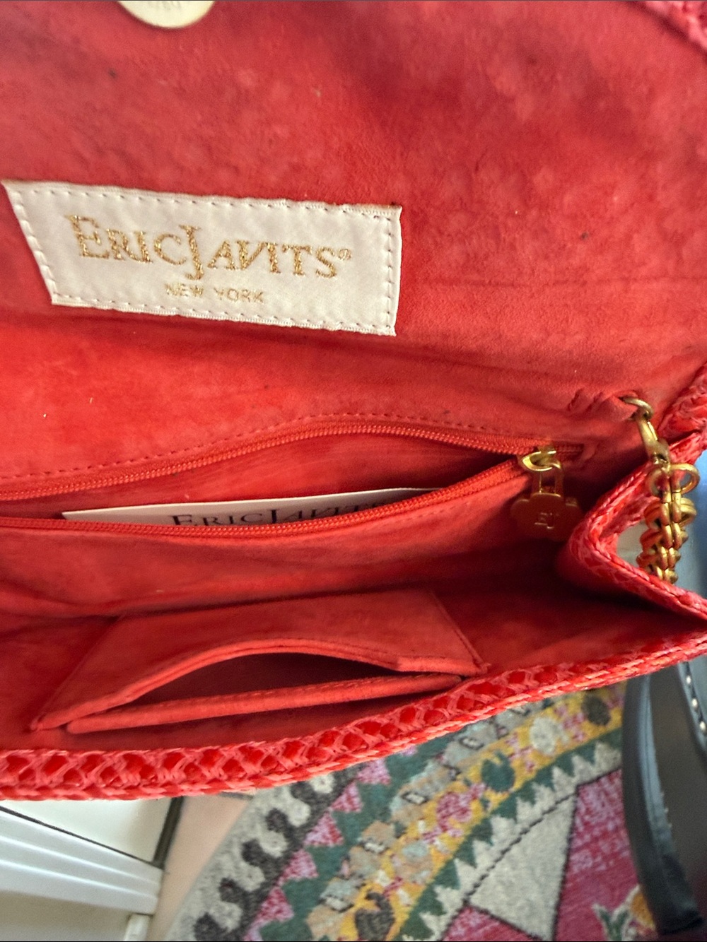 Eric Javits Coral Woven Crossbody with Gold Starfish Accent - Picture 4 of 8